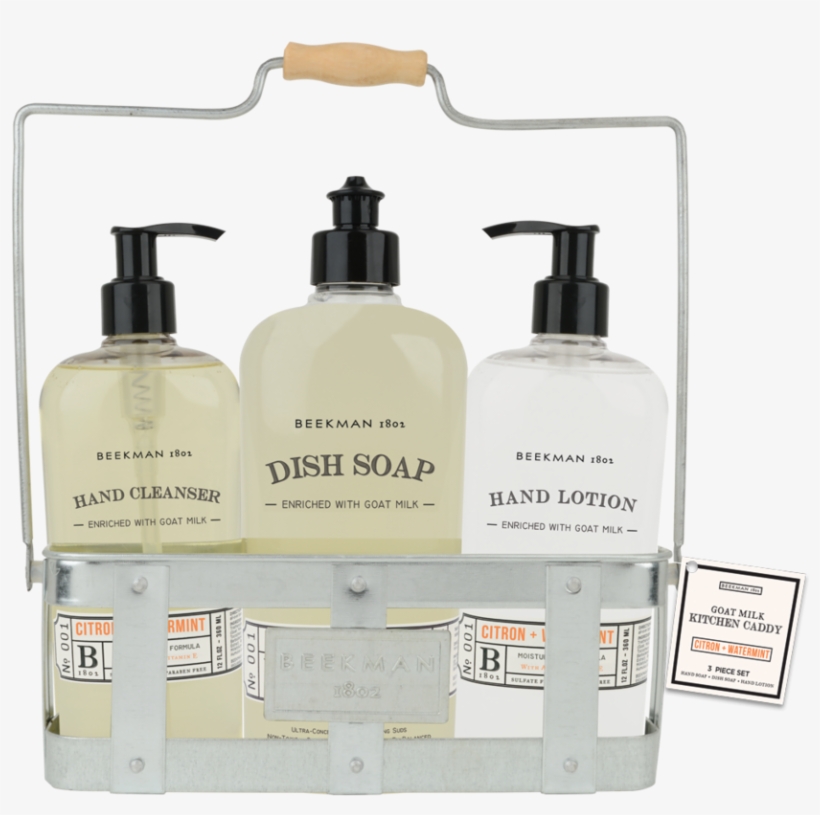 Beekman 1802 E7 Hand Cleanser, Lotion & Dish Soap Caddy - Beekman 1802 Kitchen Set In Galvanized Holder - Sea, transparent png #4048953