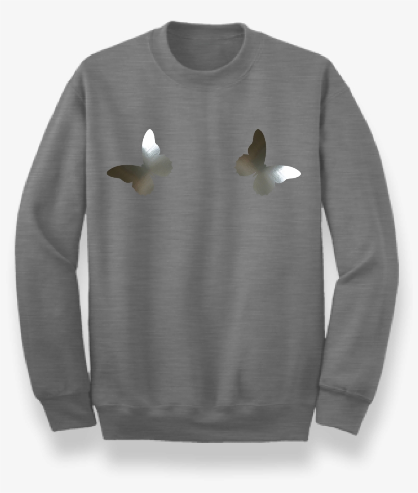 Grey Jumper With Mirror Butterflies On Nipples Print - Cartoons Dab The Dance, transparent png #4050410
