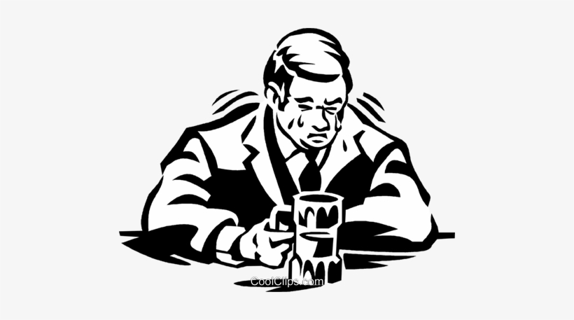 Man Crying In His Beer Royalty Free Vector Clip Art - Clip Art, transparent png #4053232