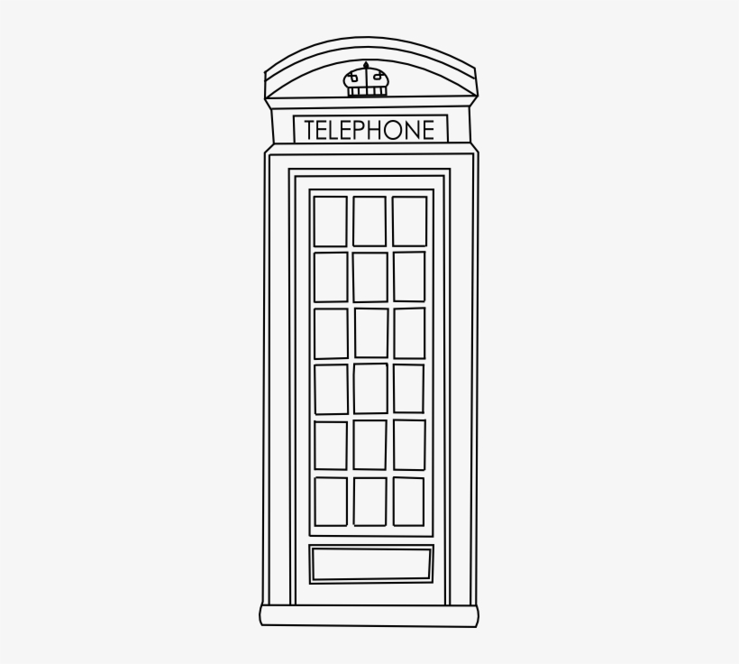 Phone Booth Clipart Black And White Telephone Box Coloring Page Free Transparent Png Download Pngkey