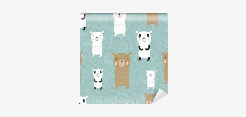 Seamless Cartoon Pattern With Bears - Bear, transparent png #4054851