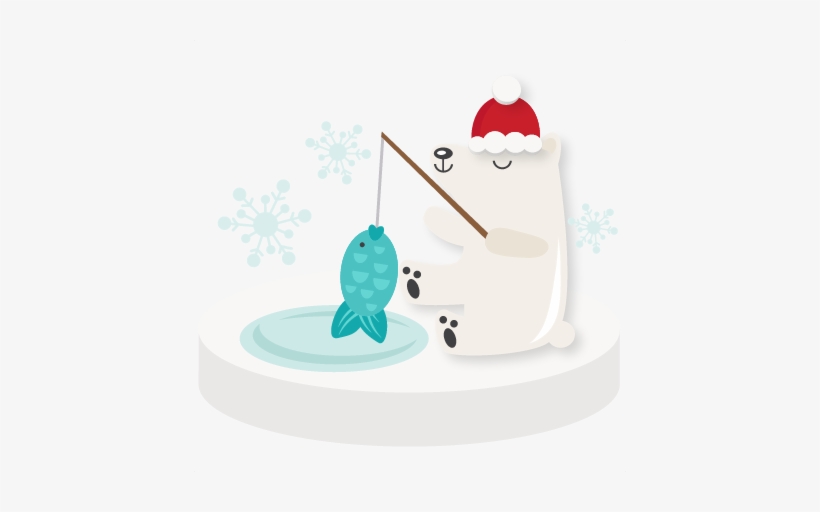 Fishing Polar Bear Svg Scrapbook Winter Svg Cut File - Polar Bear Svg Files, transparent png #4054907