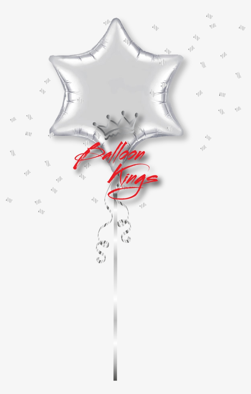 Silver 6 Point Star - 22" Qualatex 6-point Star Foil Mylar Balloon Silver, transparent png #4056395