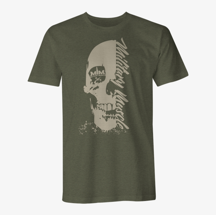 Skull Mm Logo Od Green Crew - T-shirt, transparent png #4056900