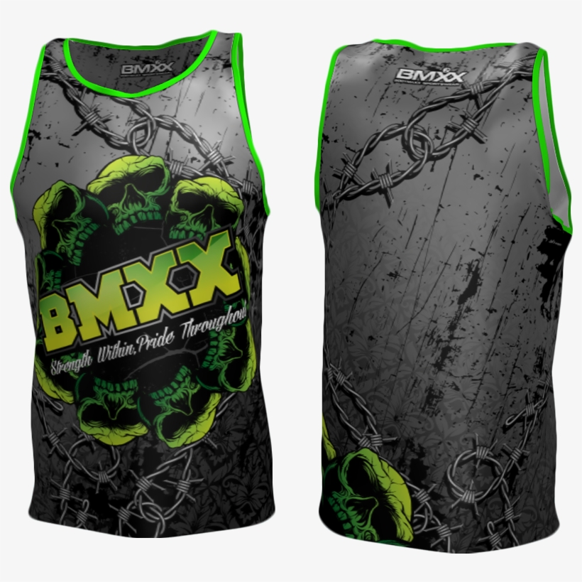 Green Skull Tank Top - Vest, transparent png #4057004