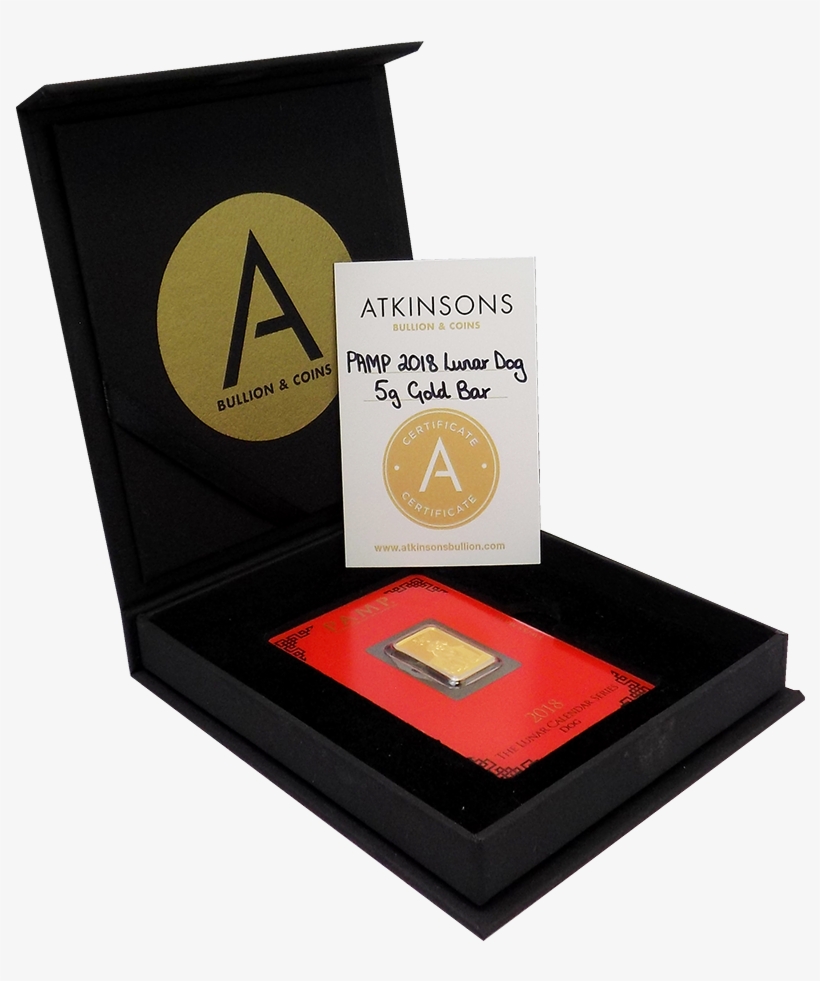 Pamp 2018 Lunar Dog 5g Gold Bar With Gift Box & Certificate - Silver, transparent png #4057523