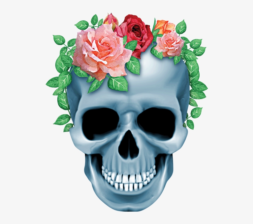 Skull Shirt, Skull With Flower Headband Shirt, Sugar, transparent png #4057549