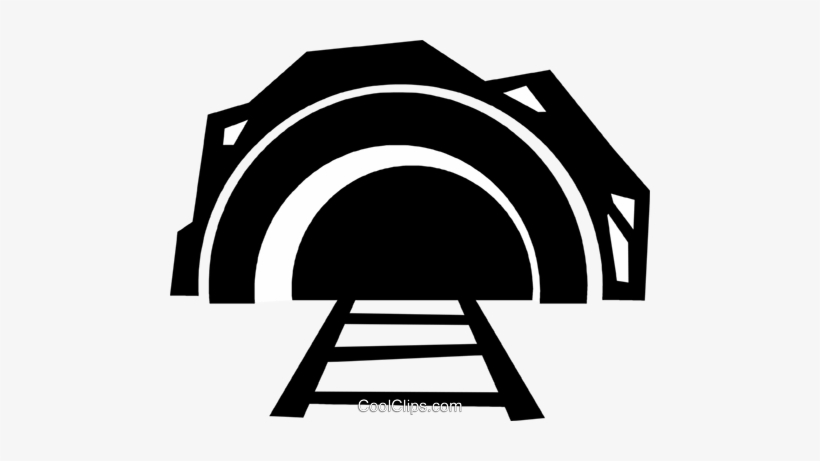 Train Tracks Leading Into A Tunnel Royalty Free Vector - Tunnel Vector Png, transparent png #4057731