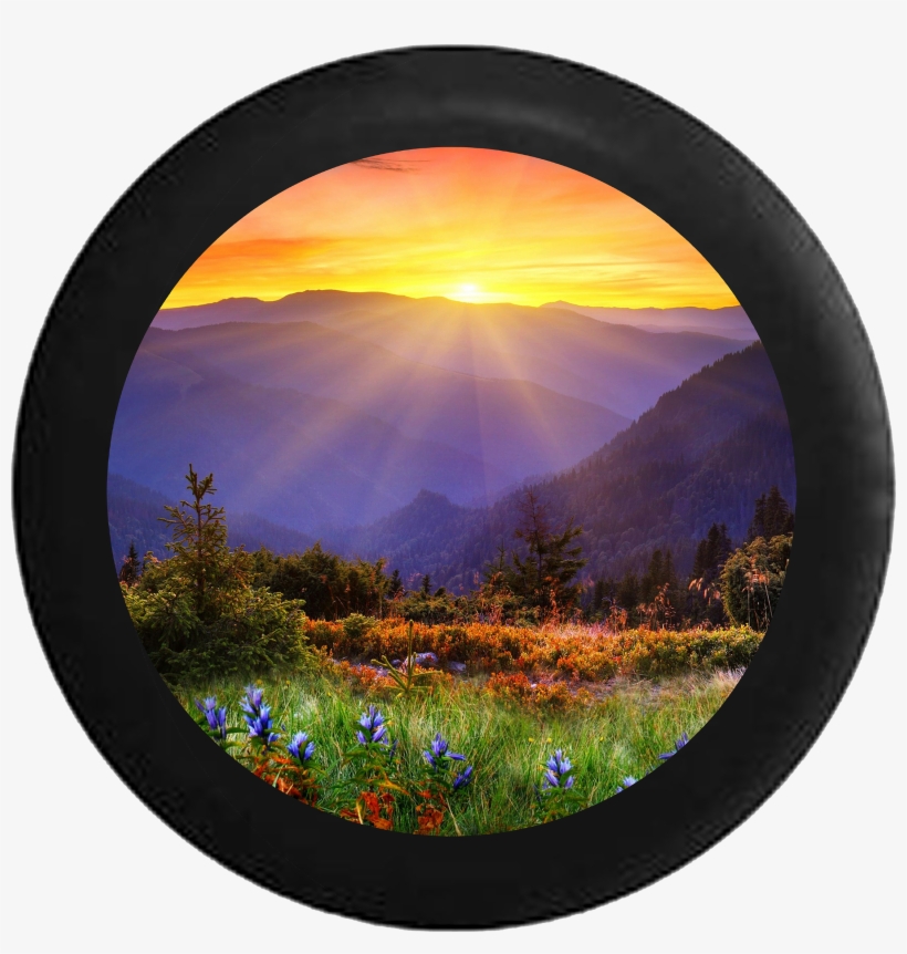 Sunrise Sunset Behind Mountain Range Field Of Flowers - Sacred Sanctuary Disk 2, transparent png #4057759