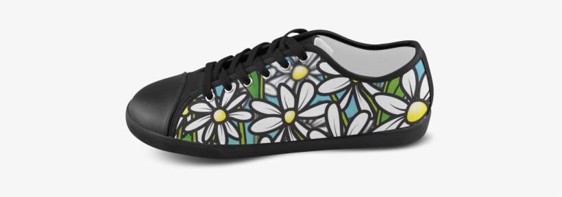 White Daisy Field Flowers Women's Canvas Shoes - Feld Der Blumen Des Weißen Gänseblümchens Postkarte, transparent png #4058449