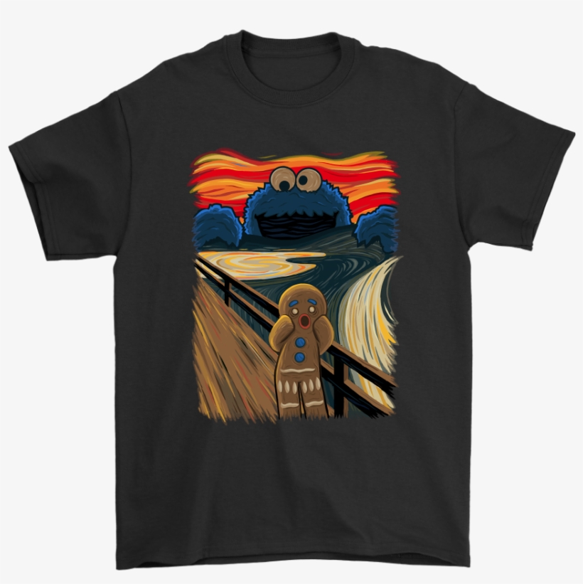 Gingerbread Man And The Cookie Monster The Scream Painting - Cookie Monster Scream Shirt, transparent png #4060957