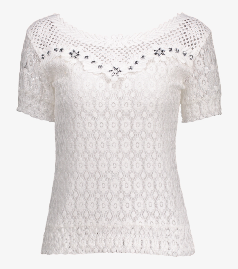Encaje De Ganchillo Floral Embellecido Rhinestone De - Blouse, transparent png #4061992