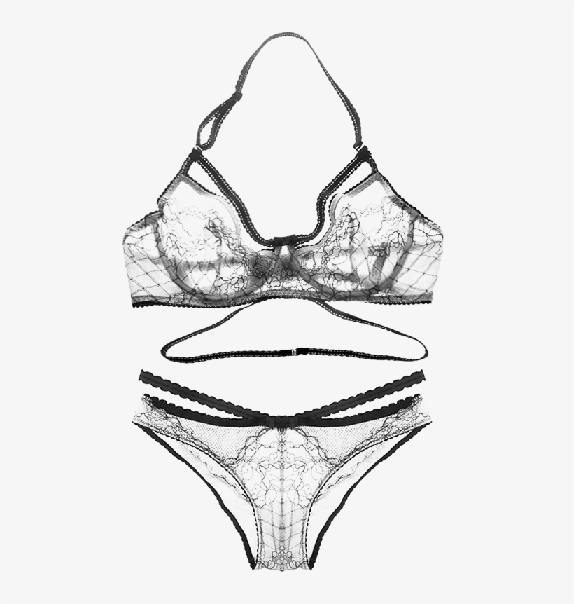 Juego De Sujetadores De Encaje De Corte Alto Sin Relleno - Bra, transparent png #4062986