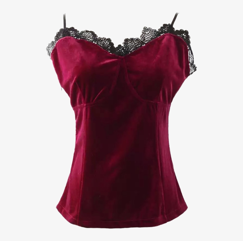 Embellecido Cami De Encaje Sin Mangas De Terciopelo - Fashion, transparent png #4063080