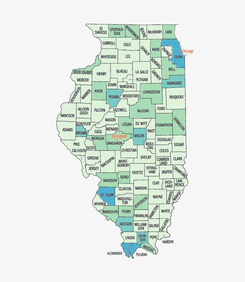 County Map Of Illinois, transparent png #4063829