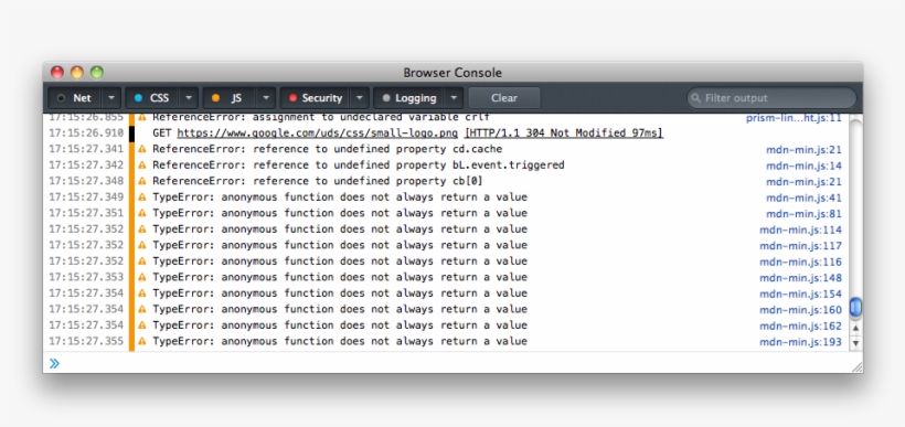 The Browser Console Looks Like This - Browser's Javascript Console, transparent png #4064350