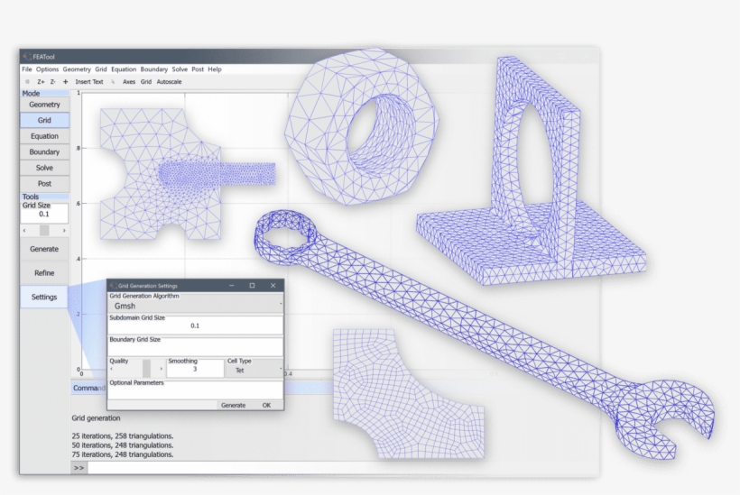 Matlab Grid And Mesh Generation With Gmsh And The Featool - Matlab Fea Mesh, transparent png #4065728