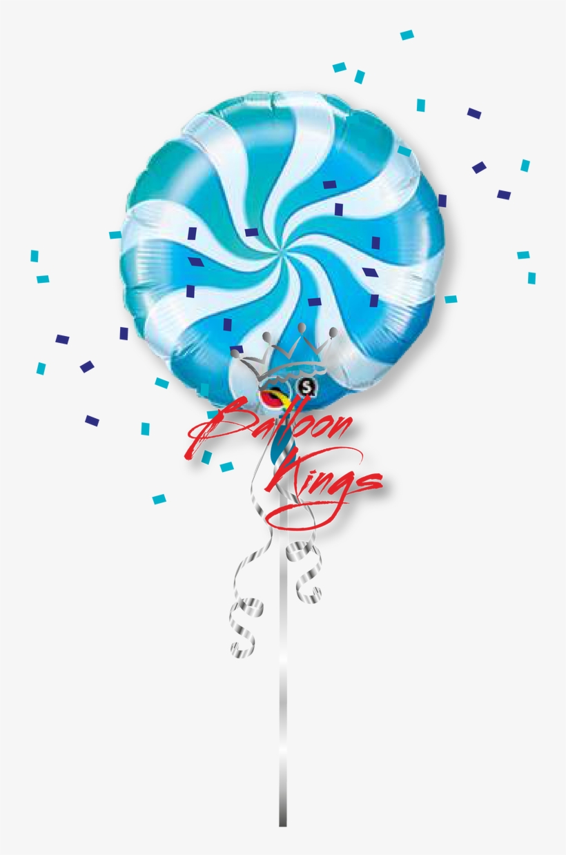 Candy Swirl Blue - 18" Round Candy Swirl Blue Balloons - Mylar Balloons, transparent png #4065842