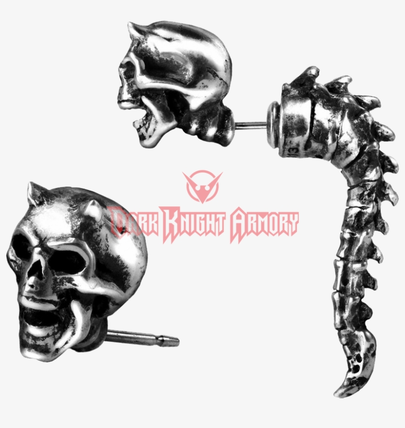 Devil Wraith Spine Ear Stud - Alchemy Gothic Wraith Spine Faux Ear Stretcher Earring, transparent png #4066191