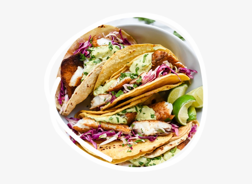 Galitos De Pescado Con Crema De Aguacate - Soft Fish Tacos, transparent png #4066742