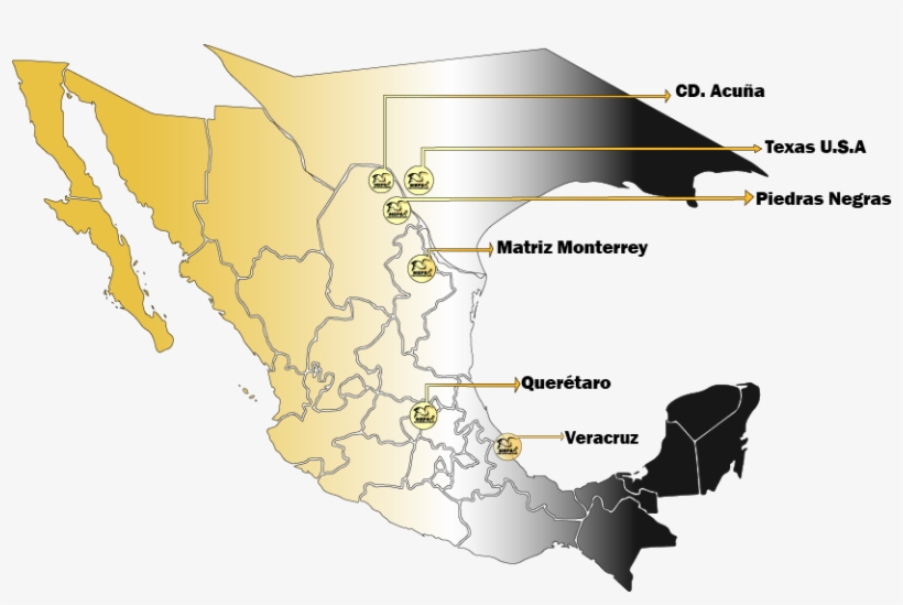 Mapa De Sucursal Siepsa - Bandera Mexico Y Estados Unidos, transparent png #4067232