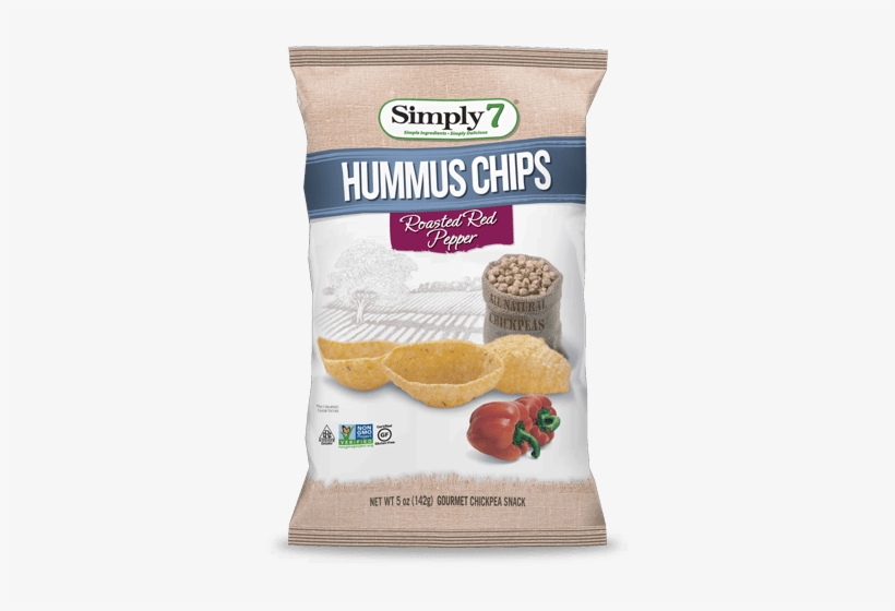 Simply 7 Hummus Chips Roasted Red Pepper 142g, transparent png #4067547
