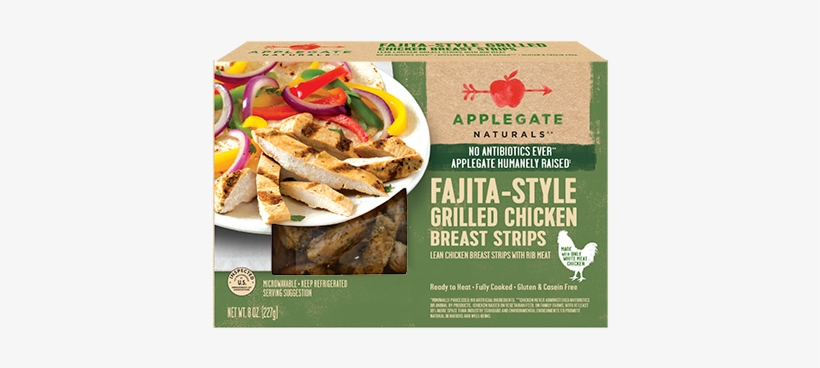 Fajita-style Grilled Chicken Breast Strips - Applegate Naturals Breakfast Sausage Patties, Chicken, transparent png #4070738