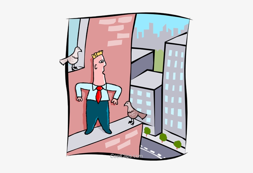 Business Man On Ledge Of Building Royalty Free Vector - Man On Ledge Clipart, transparent png #4071787