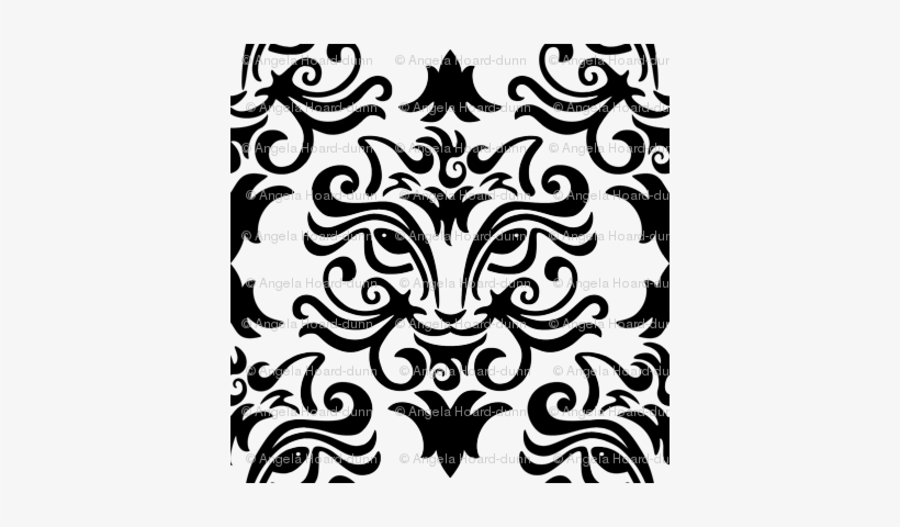 Black Cat Damask - Cat, transparent png #4071813