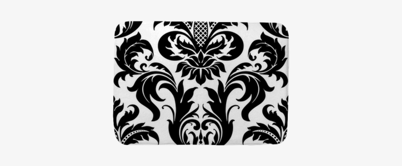 Vector Seamless Floral Damask Pattern Bath Mat • Pixers® - Bath On Blue Damask ,16 Inch X 20 Inch Metal Wall Art,, transparent png #4072405