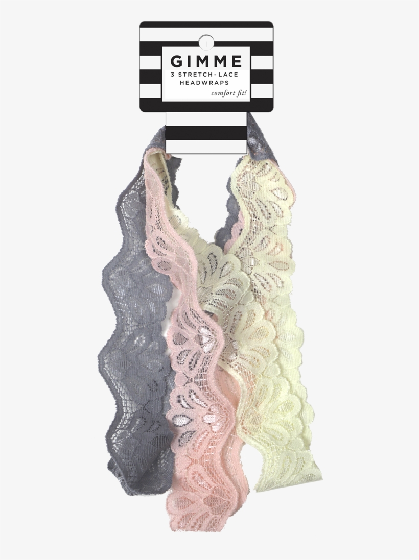 Gimme Lace Sheen Headbands, 3pc - Gimme Lace Head Wrap Cream, Pink/grey, transparent png #4072843