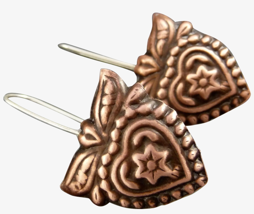 Copper Heart Earrings - Chocolate, transparent png #4073342