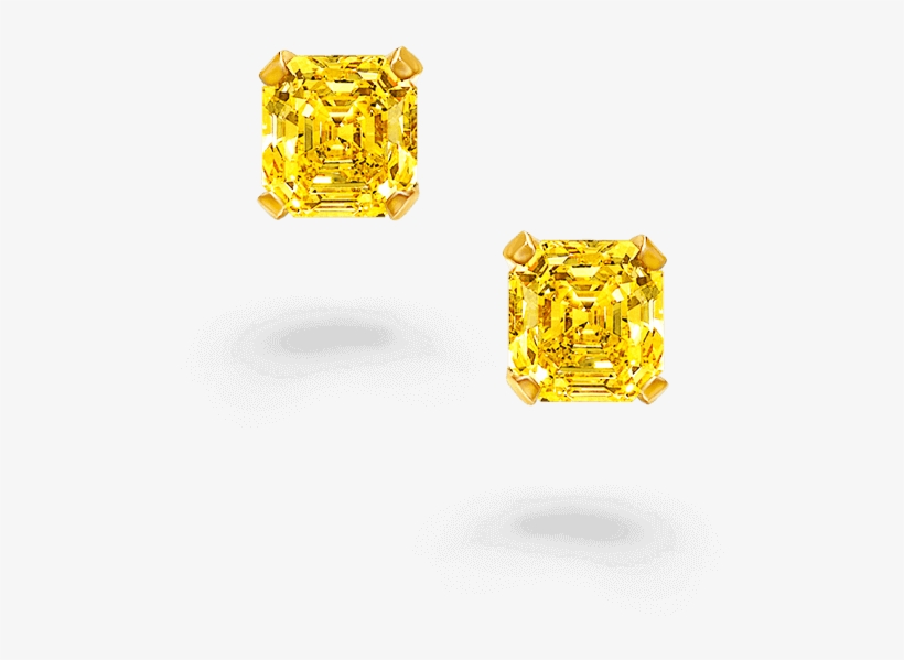 A Pair Of Classic Graff Square Emerald Cut Yellow Diamond - Ring, transparent png #4073493