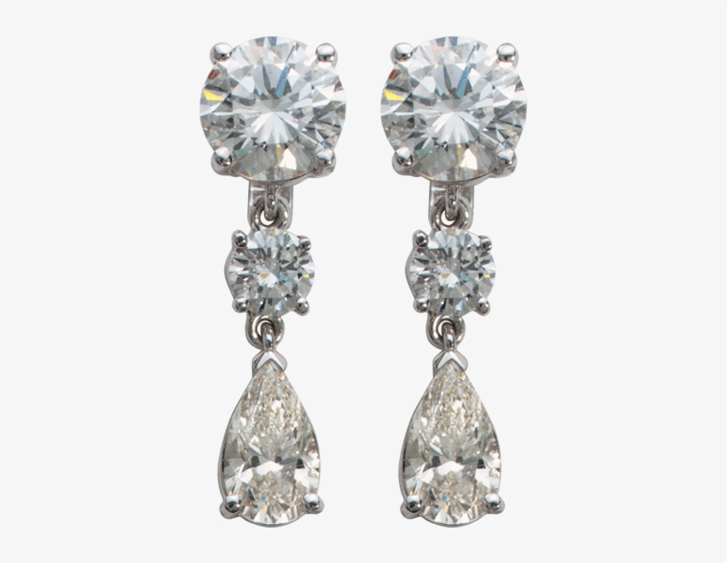 Diamond Studs With Pear Drop Earrings - Diamond Studs, transparent png #4073575