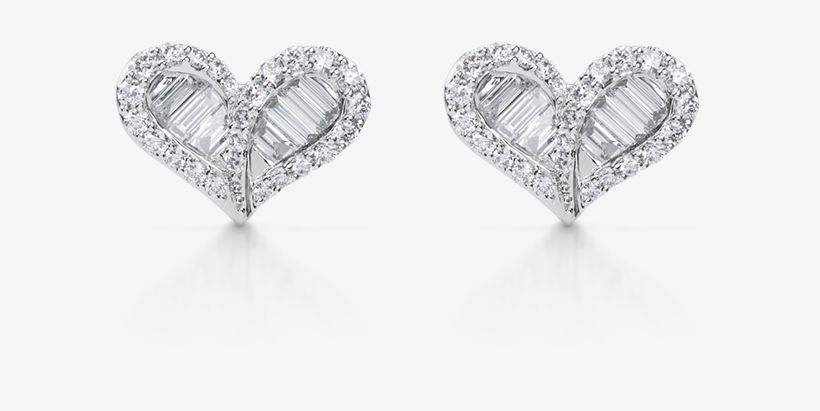 Earrings Tappered Heart Shape Diamond Stud Earrings - Earring, transparent png #4073857
