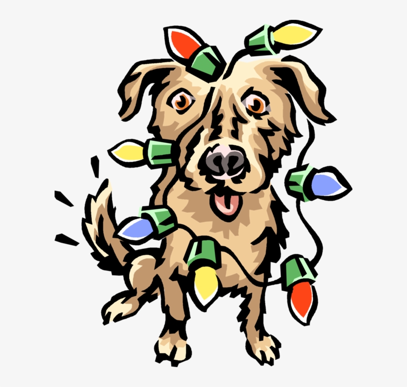 Vector Illustration Of Family Pet Dog Wrapped In Christmas - Clip Art, transparent png #4074011