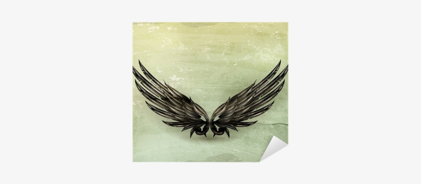 Vinilo Pixerstick Alas Negras, De Estilo Antiguo • - Wings Old, transparent png #4074084