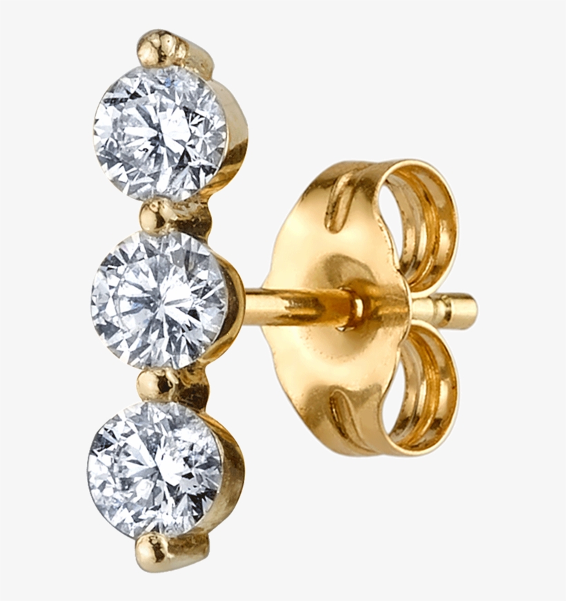 Triple Diamond Stud Earring - Earring, transparent png #4074359