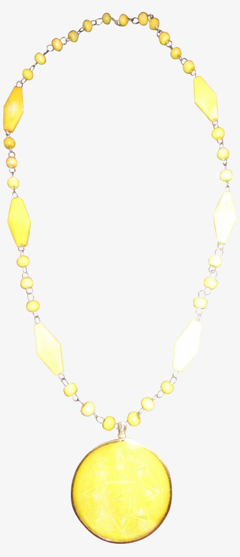 Lemon Yellow Sun Pendant Necklace Plastics Medallion - Necklace, transparent png #4074817
