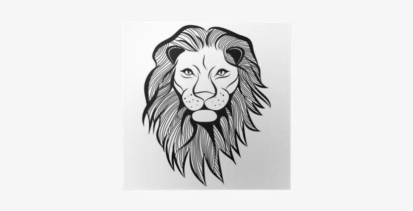 Lion Head Vector Png Download - Lion Sticker Wall Art, Black, transparent png #4075108