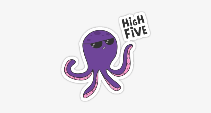 High Five Octopus Redbubble Sticker - Hohe Krake Fünf! Grußkarte, transparent png #4075678