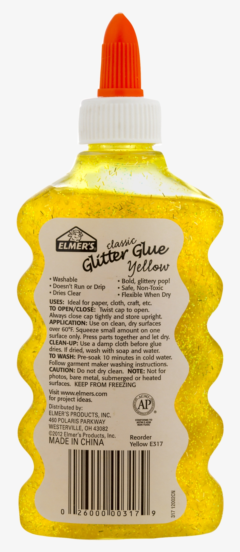 Elmer's Classic Non-toxic Washable Glitter Glue, 6 - Plastic Bottle, transparent png #4075799