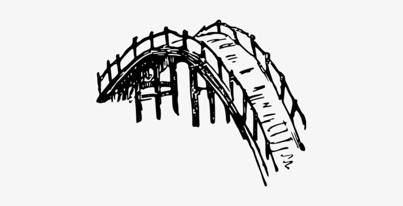 Arch Bridge Drawing Computer Icons Timber Bridge - Wooden Bridge Clipart Black And White, transparent png #4076002