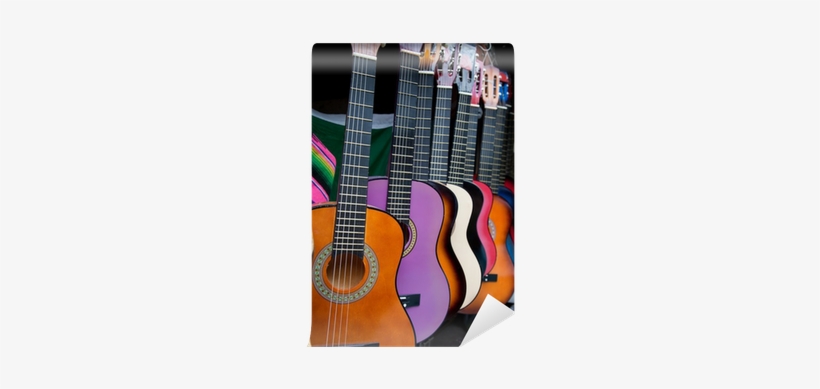 Row Of Multi-colored Mexican Guitars Wall Mural • Pixers® - Acoustic Guitar, transparent png #4076122