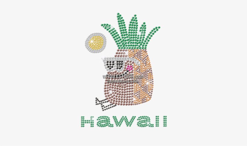 Cute Hawaii Pineapple Iron-on Rhinestone Transfer - Illustration, transparent png #4077628