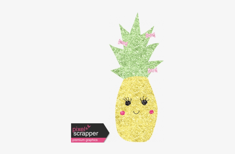 Cute Fruits Glitter Pineapple - Pineapple, transparent png #4077649