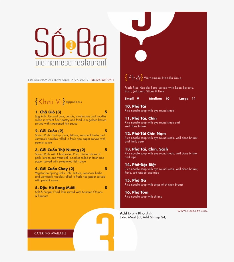 Vietnamese Food Menu - Vietnamese Restaurant Menu Design, transparent png #4077913
