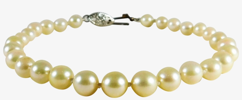 Dazzling 14k White Gold And Lustrous White Pearl Bracelet, transparent png #4078035