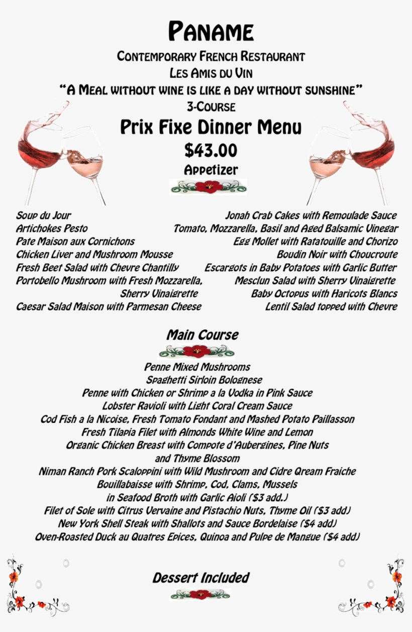 Menu A Prix Fixe In French - Free Transparent PNG Download - PNGkey Intended For Prix Fixe Menu Template