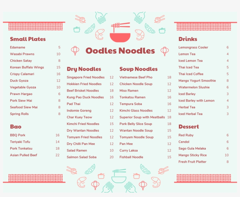 Asian Restaurant Menu Template - Menu, transparent png #4078868